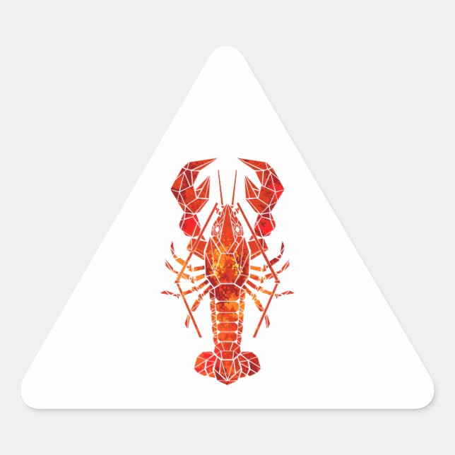 Sticker Triangulaire Homard polygonal rouge (Devant)
