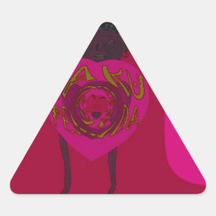 Sticker Triangulaire I Heart You Nakupenda Sana Heureuse Sainte-Valenti