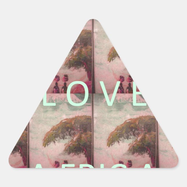 Sticker Triangulaire I Love Africa - Motif du paysage culturel (Devant)