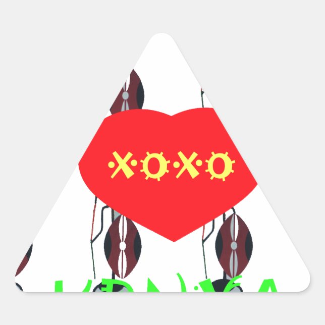 Sticker Triangulaire I Love Kenya Massai Art Print (Devant)