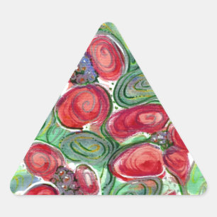 Sticker Triangulaire Imaginaire Fleurs rouges