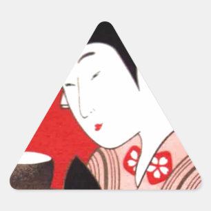 Sticker Triangulaire Impression d'art de cérémonie de thé servie par un