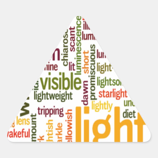 Sticker Triangulaire Impression d'art de nuage de mots lumineux (Devant)