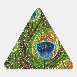 Sticker Triangulaire Impression de plumes de paon colorées