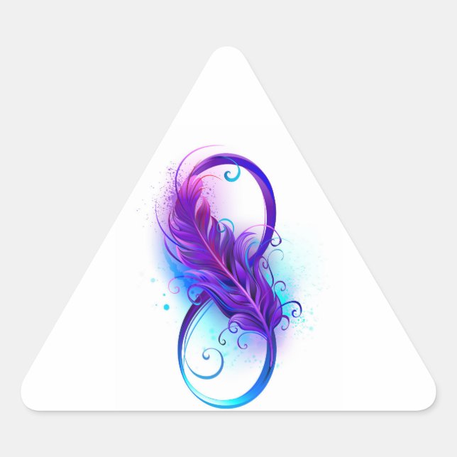 Sticker Triangulaire Infini avec plume violette (Devant)