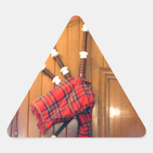 Sticker Triangulaire Instrument de musique cornemuse écossaise à tartan