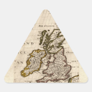 Sticker Triangulaire Isles Britanniques - 1700 Nicolas Fils Sanson Map