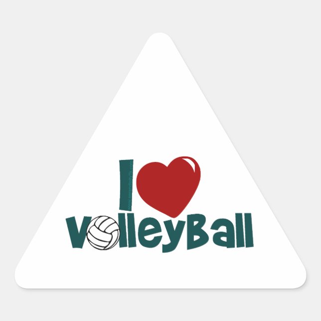 Sticker Triangulaire J'adore le volley-ball (Devant)