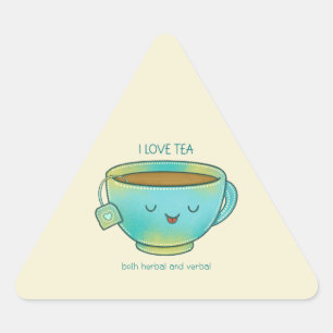 Sticker Triangulaire J'aime le thé, à la fois les herbes et les plaisan