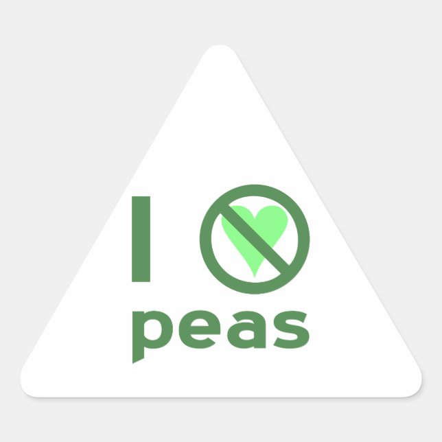 Sticker Triangulaire Je déteste les pois Texte Vert (Devant)