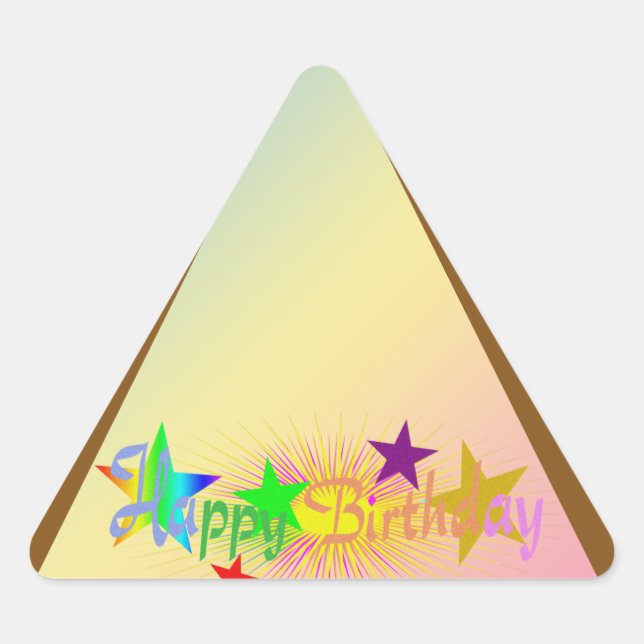 Sticker Triangulaire Joyeux anniversaire et étoiles - (Devant)