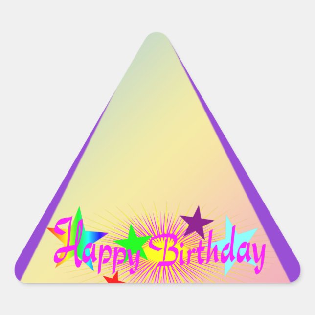 Sticker Triangulaire Joyeux anniversaire et étoiles - (Devant)