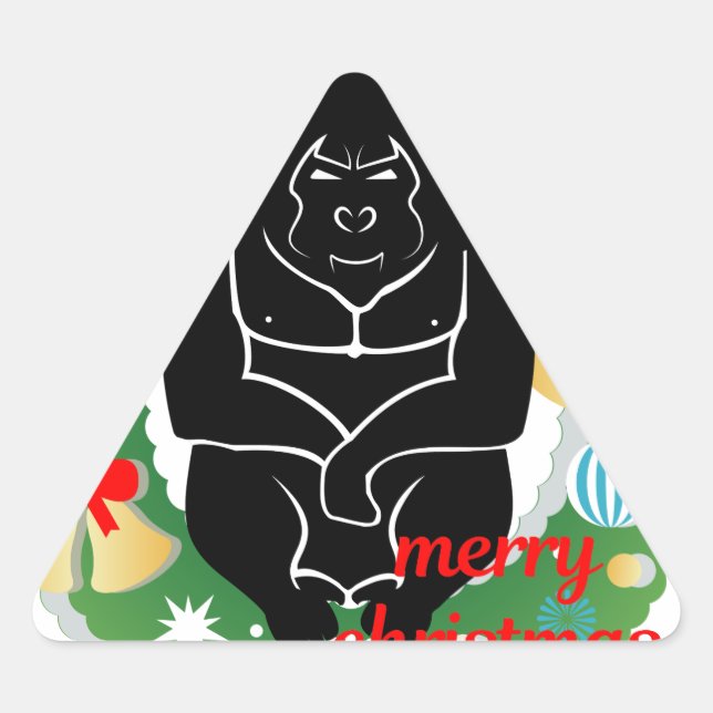 Sticker Triangulaire joyeux gorille de noël (Devant)