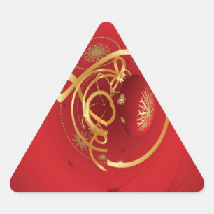 Sticker Triangulaire Joyeux Noël Clochettes De Noël Rouge Passez Une Bo