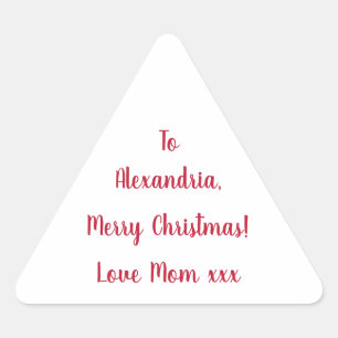 Sticker Triangulaire Joyeux Noël minimal de maman Rouge et Blanc