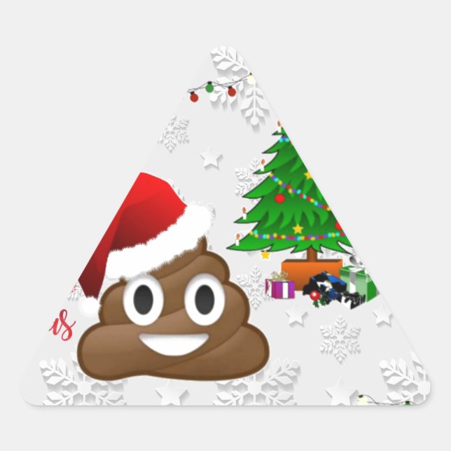 Sticker Triangulaire joyeux noël poo émoji (Devant)