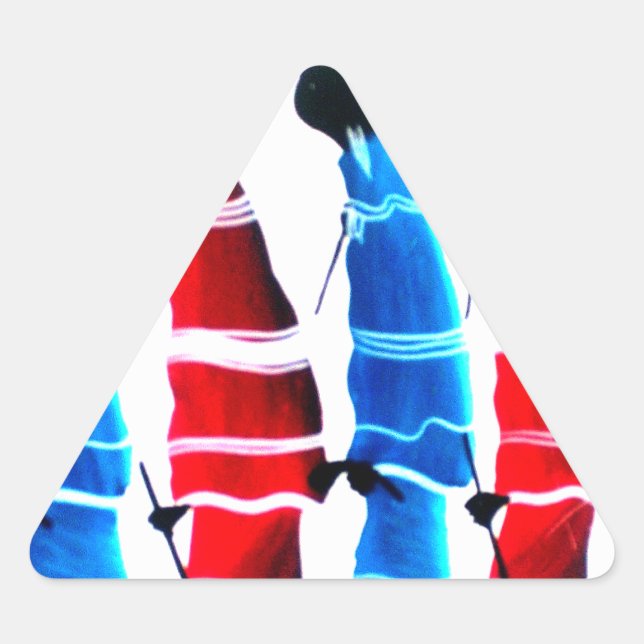 Sticker Triangulaire Joyeux peuple Massaï Guerriers Marcher Art Imprime (Devant)