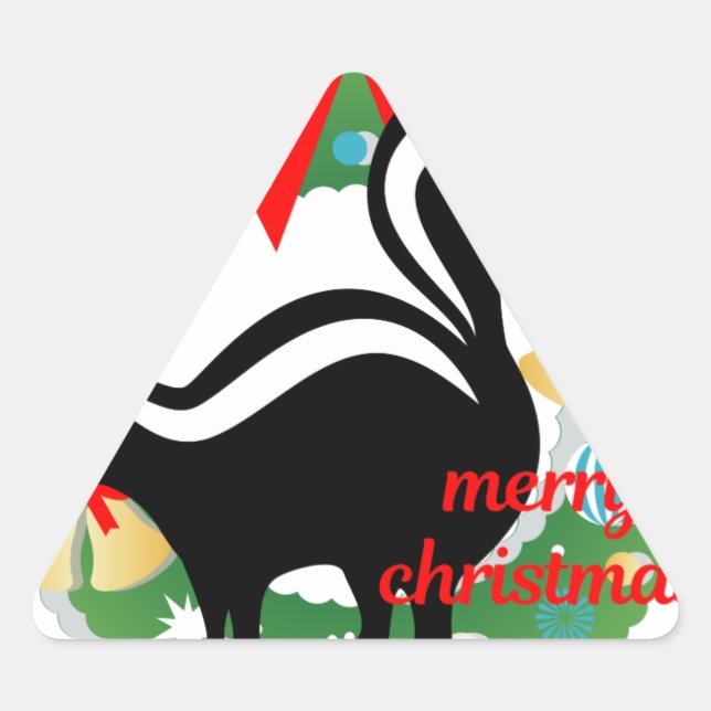 Sticker Triangulaire joyeux skunk de noël (Devant)