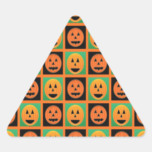 Sticker Triangulaire Joyeux visage de citrouille Halloween