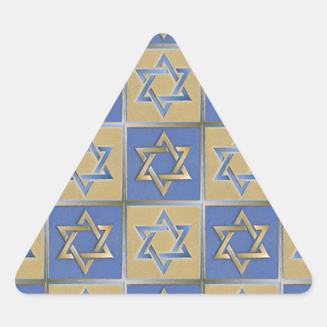 Sticker Triangulaire Judaica Star de David Metal Gold Blue (Devant)