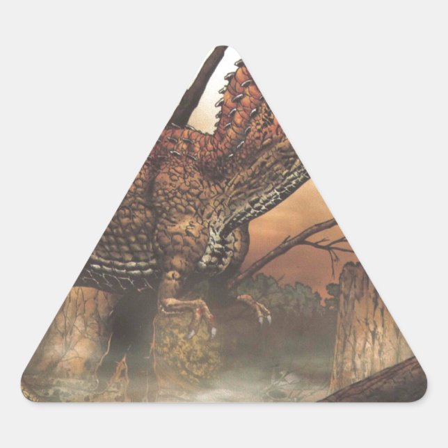 Sticker Triangulaire Jurassic Journey : Dinosaure dans son habitat natu (Devant)