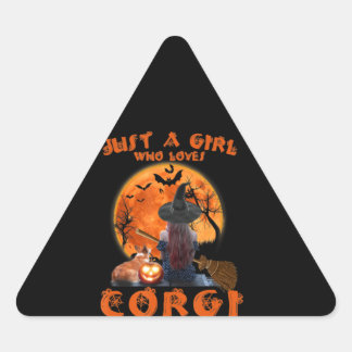 Sticker Triangulaire Juste A Girl Who Loves Corgi Dog And Halloween
