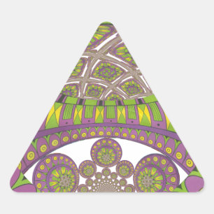 Sticker Triangulaire Kaleidoscope africain violet et jaune traditionnel