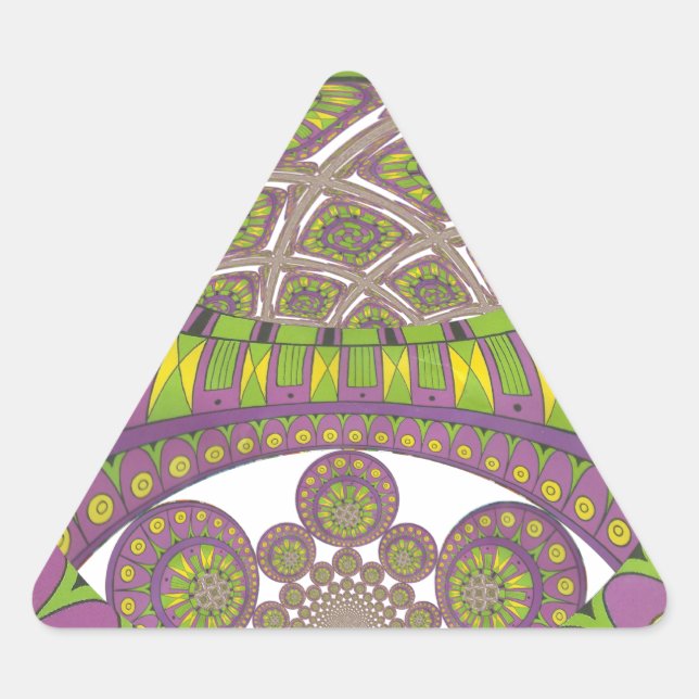 Sticker Triangulaire Kaleidoscope africain violet et jaune traditionnel (Devant)