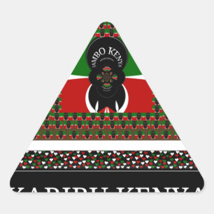 Sticker Triangulaire Karibu Kenya: Couleurs Vibrantes du Drapeau Nation
