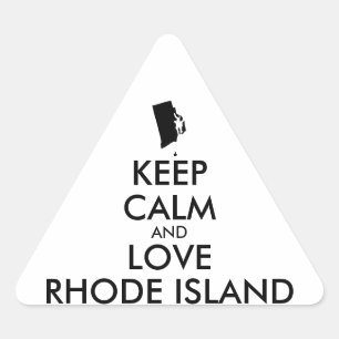 Sticker Triangulaire KEEP CALM et LOVE RHODE ISLAND personnalisables