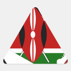 Sticker Triangulaire Kenya Célébration drapeau coloré Carte vectorielle