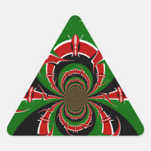 Sticker Triangulaire Kenya noir rouge vert drapeau national couleurs de