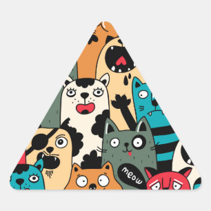 Sticker Triangulaire La Crowd of cats