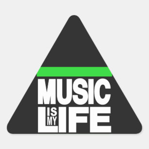 Sticker Triangulaire La musique est ma vie verte