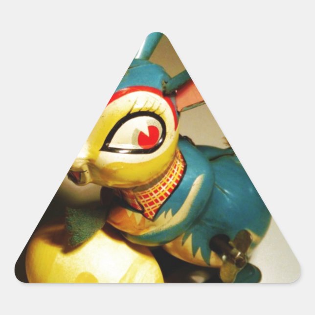 Sticker Triangulaire lapin jouet et oeuf jaune pâle (Devant)
