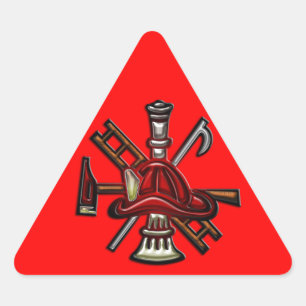 Sticker Triangulaire Le feu de sapeur-pompier et emblème de départeme