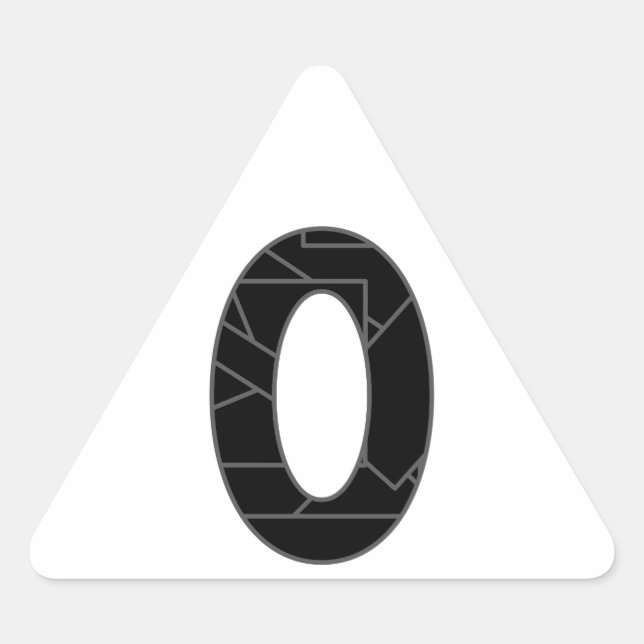 Sticker Triangulaire Le nombre zéro (0) en noir (Devant)