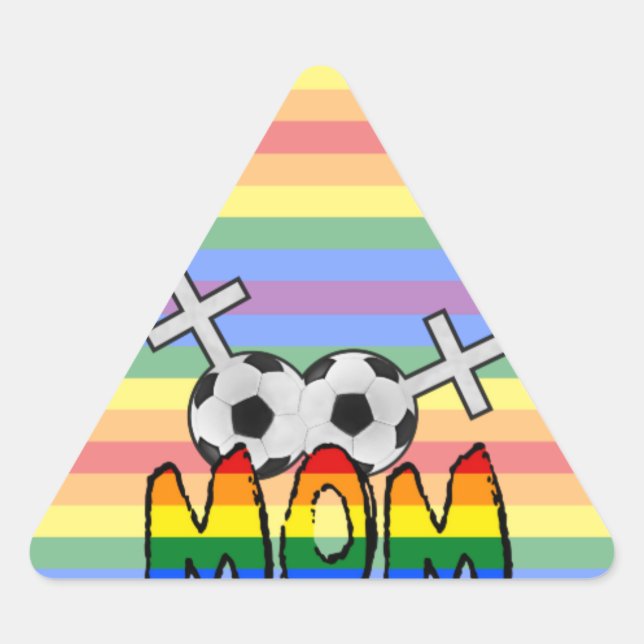 Sticker Triangulaire Lesbian Soccer Mom (avec arc-en-ciel) (Devant)