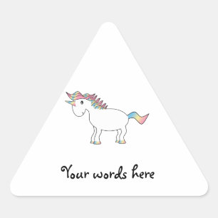Sticker Triangulaire Licorne blanche mignonne d'arc-en-ciel