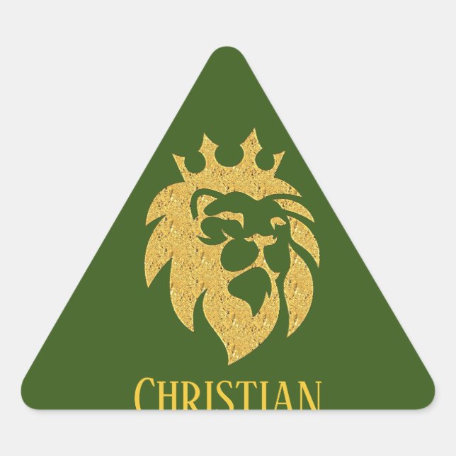 Sticker Triangulaire Lion Avec Couronne - Style Or 1 (Devant)