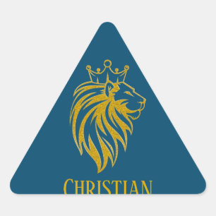 Sticker Triangulaire Lion Avec Couronne - Style Or 2