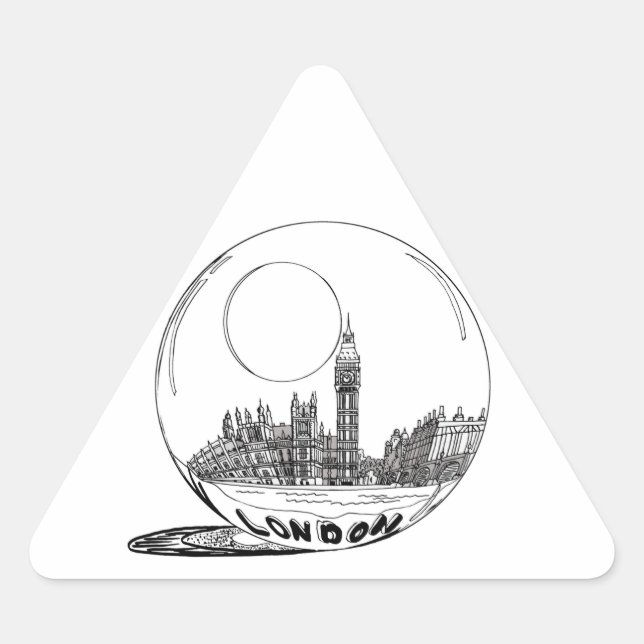 Sticker Triangulaire Londres dans une boule de verre. (Devant)