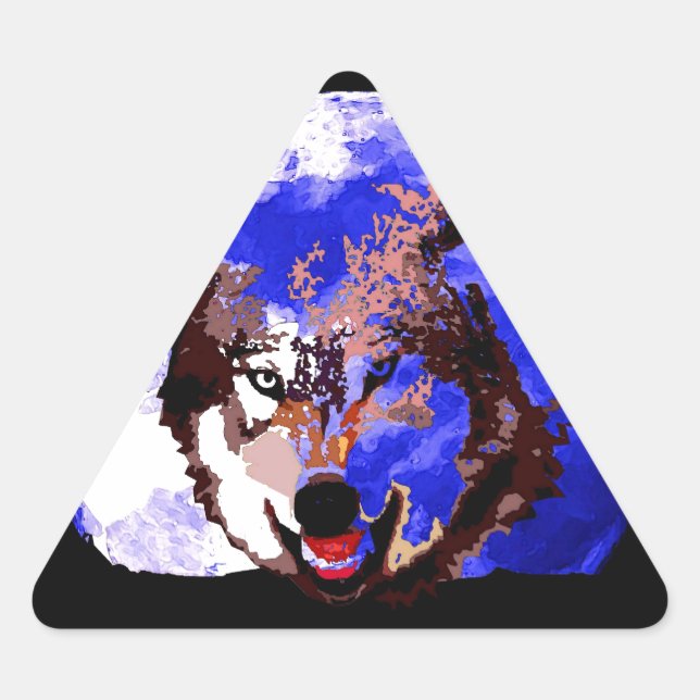 Sticker Triangulaire Loup et Pleine lune (Devant)