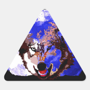 Sticker Triangulaire Loup et Pleine lune