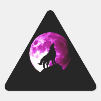 Sticker Triangulaire Loup hurlant à l'autocollant du triangle de la lun