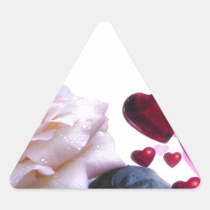 Sticker Triangulaire Love Hearts Roses Fleur Fleur Destinée Nature