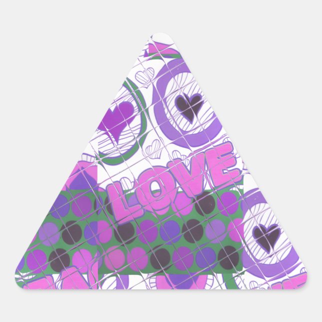 Sticker Triangulaire Lovely Love Heart Motif Art Imprimer (Devant)