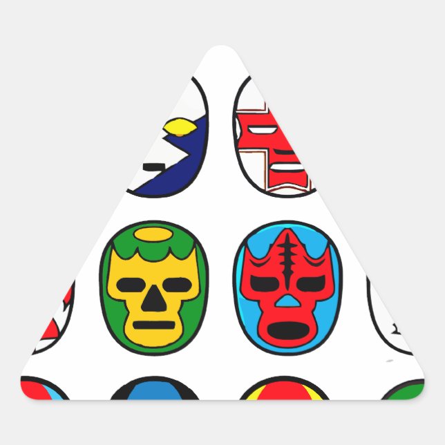 Sticker Triangulaire Lucha Libre Luchador Masques de lutte mexicaine (Devant)