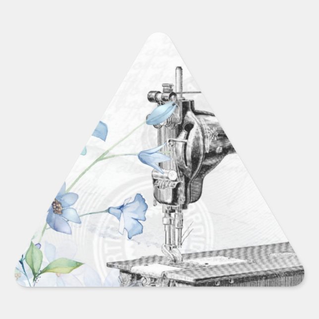 Sticker Triangulaire Machine à coudre à vintage-aiguille (Devant)