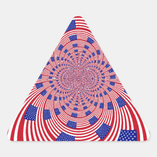 Sticker Triangulaire Magnifique Drapeau des États-Unis Kaleidoscope
